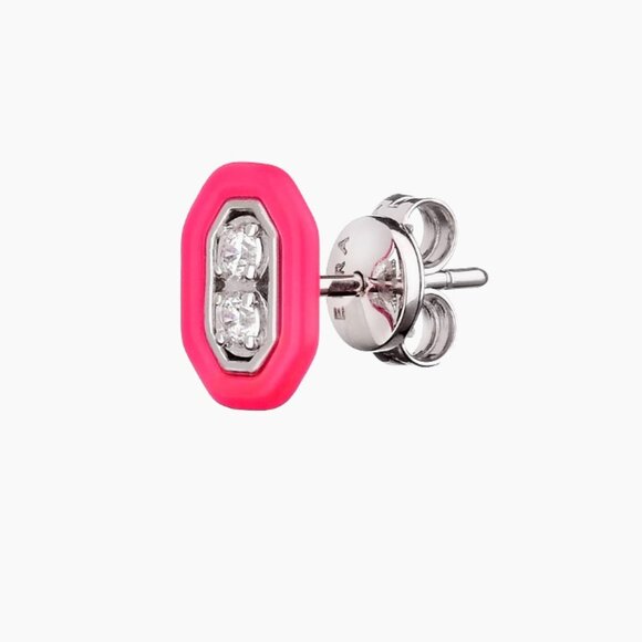 Eera Jewelry - NWOT • Eera • Roma 18K White Gold Diamond & Enamel SINGLE Oval Stud Earring